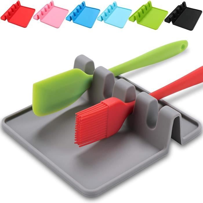 Repose-cuillère Et Couvercle 2-en-1 - Support De Cuisine Avec Bac D'égouttage - Noir - Double Couche Pour Comptoir
