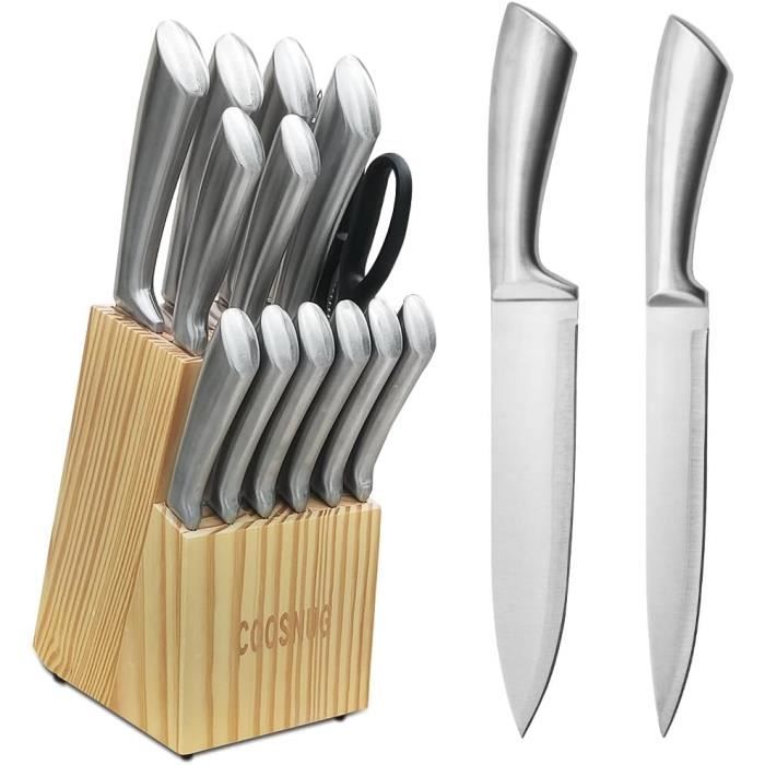 4 couteaux de cuisine de manche en bois de 4 tailles