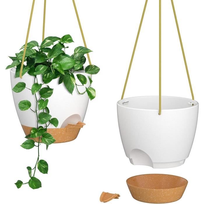 LAMELA Bac À Plantes Avec Soucoupe Intégrée, Largeur 14,5 Cm – 1,8L – Pot De Fleur Blanc Pour Intérieur & Extérieur – Résistant Aux Intempéries & Facile À Entretenir
