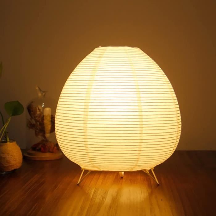 Lampe de table - ACMHNC - Rétro - Abat-jour en papier de riz - Douille E14 - 25W
