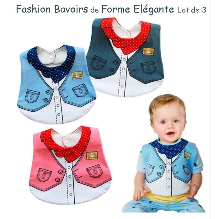 Lot De 3 Bavoirs Bebe Forme Gilet De Costume Cdiscount Puericulture Eveil Bebe
