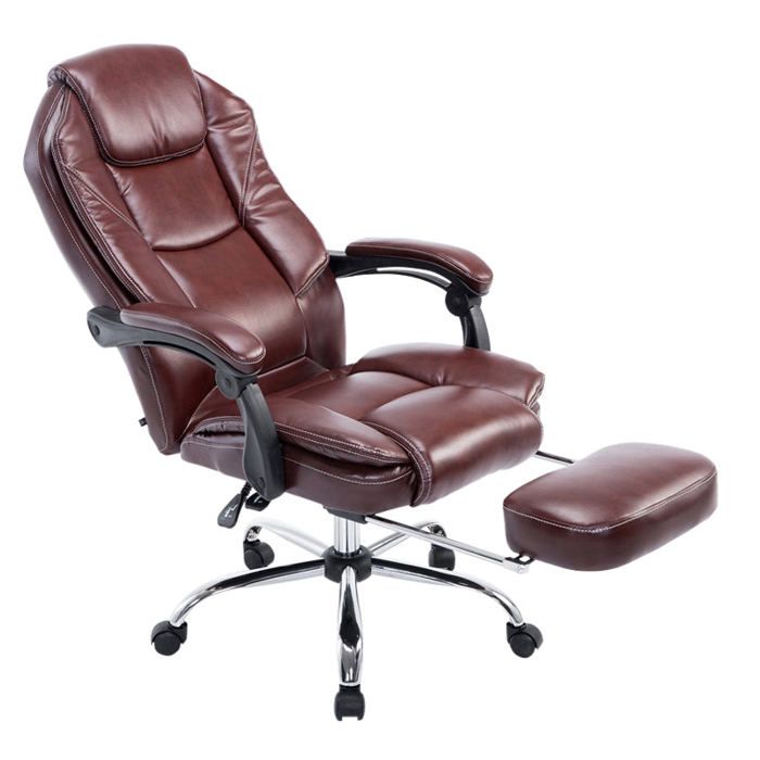 Fauteuil de bureau ergonomique en synthetique bordeaux avec repose pieds et accoudoirs BUR10381