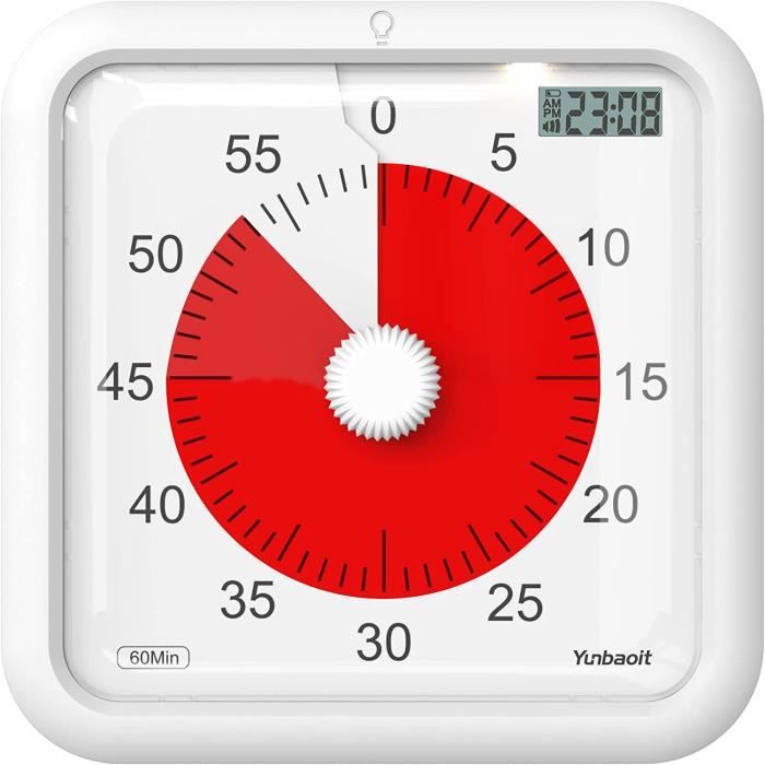 16cm Minuteur Visuel Pro avec Horloge et Veilleuse, Grand Compte à Rebours  de 60 Minutes pour Enfants et Enseignants, [39] - Cdiscount Maison
