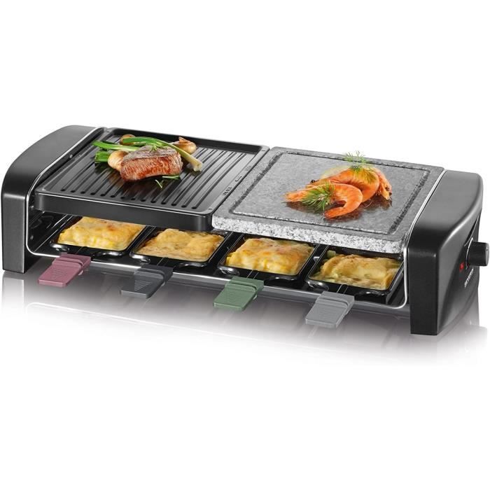 Appareil à Raclette SEVERIN Pour 8 Personnes - Plaque Céramique Antiadhésive - 1400W - Facile à Nettoyer