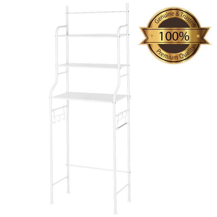 Étagère de Salle de Bain - HSTURYZ - Meuble de Rangement au-Dessus des Toilettes WC - 3 tablettes - Blanc