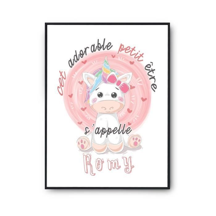 Affiche Bebe Prenom Romy Licorne Poster Pour Chambre Bebe Et Enfant Pour Decoration Murale Qualite Papier Premium Cdiscount Maison