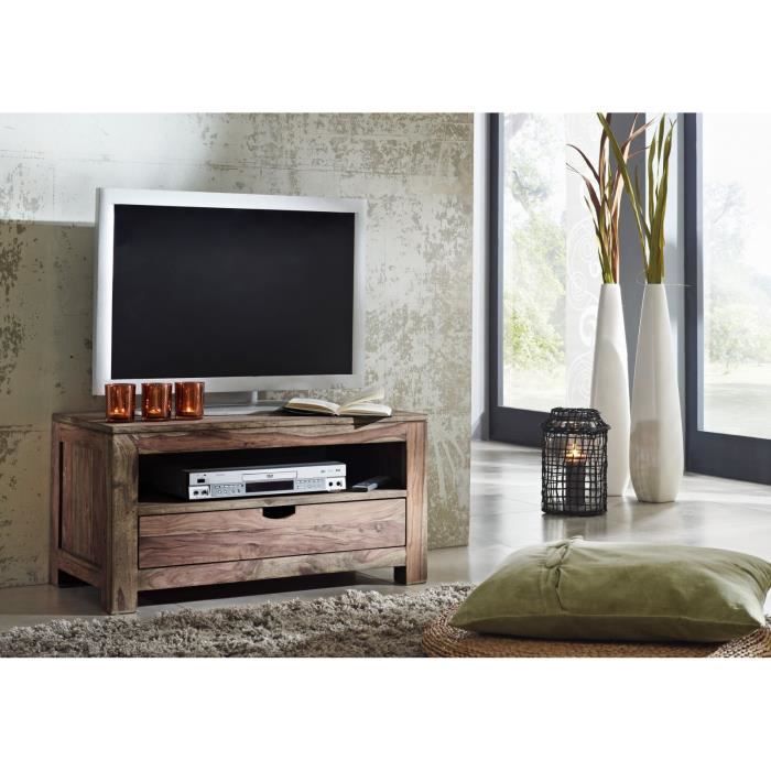 Petit meuble TV - Bois massif de palissandre huilé - NATURE GREY