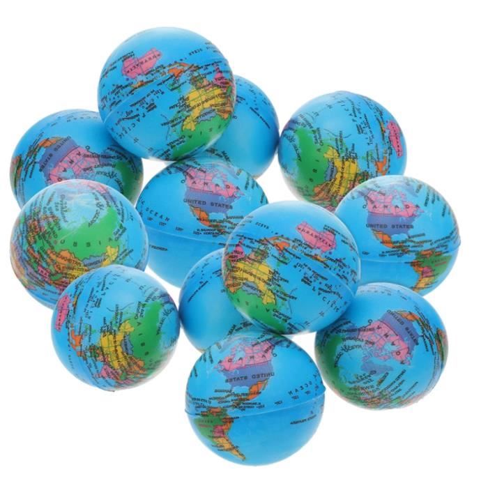 12Mini Balles Anti-Stress Globe Compressibles Balles Éponge en Forme de  Terre PU pour La Relaxation de Soulagement Carnaval Scolaire - Cdiscount  Jeux - Jouets