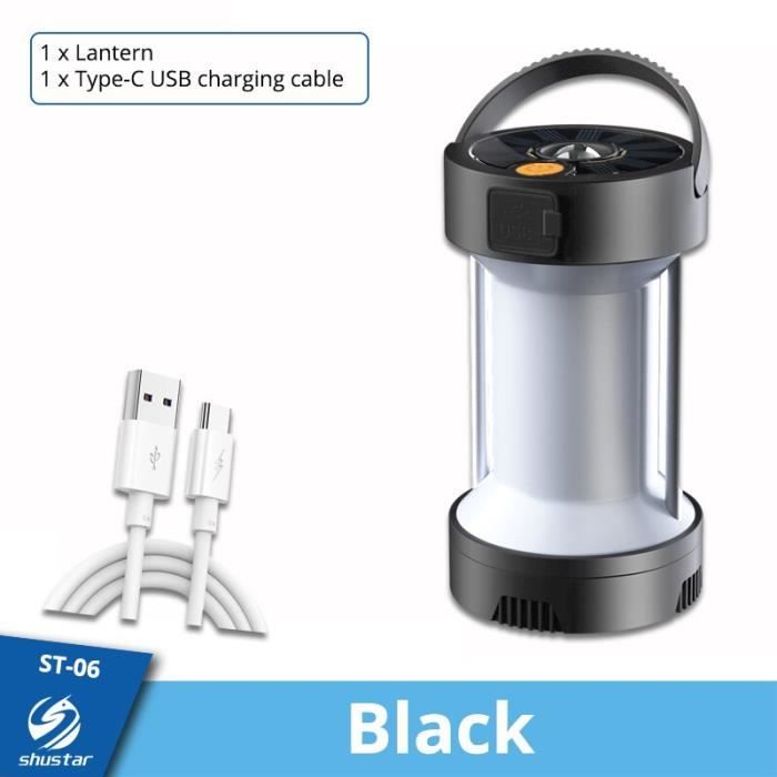 (Black BodyWithout battery)Lanterne Solaire pour Camping, Lampe de
