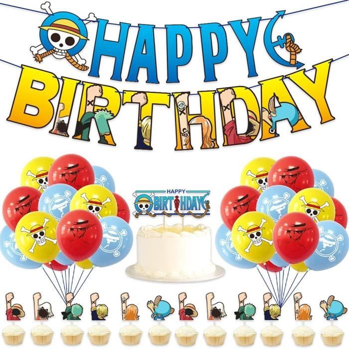 Decorations De Fete D Anniversaire One Piece 38pcs One Piece Party Supplies Gateau Drapeau Crane Carte Ballon Theme D Anniversaire Cdiscount Maison