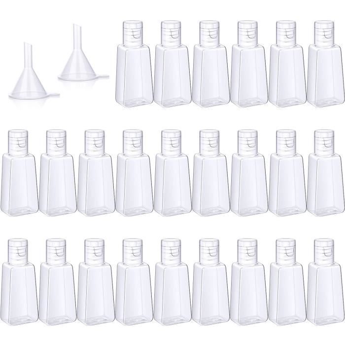Flacons Voyage 250ml Avec Bouchon Flip Cap (Lot De 4) - Bouteilles Transparentes Rechargeables Pour Cosmétiques + Entonnoir