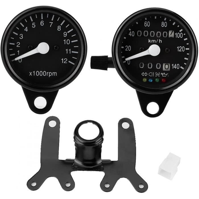 Compteur De Vitesse Tachymètre Moto Universel - Boîtier Aluminium, Rétroéclairage, Coque Argentée