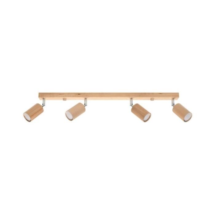Plafonnier 4 Spots Orientables Bois IP20 pour Ampoule GU10 - SILUMEN - Marron