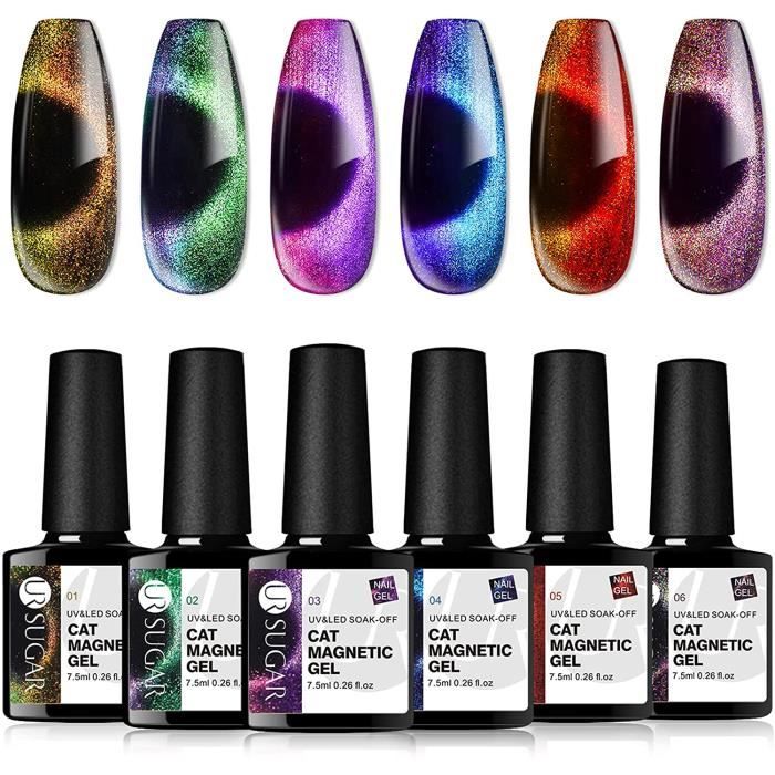 7,5ml Vernis Semi Permanent 9D Cat Magnétique Gel Caméléon Oeil de Chat Magnétique Phantom Base