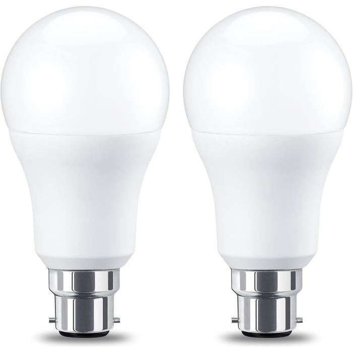 Basics Ampoule LED E27 A60 avec culot à vis équivalent ampoule incandescente 75W ,blanc chaud 10.5W Lot de 2 