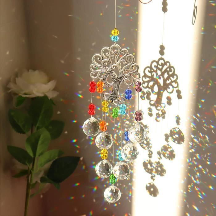 Attrape-soleil En Cristal Pour Fenêtre - 4 Cercles Rotatifs - Décoration Arc-en-ciel - Pour Salon, Balcon, Jardin
