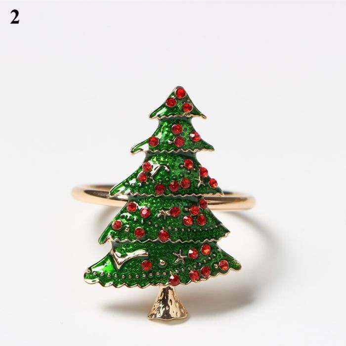 MWOOT 12 Pièces Noël Rond De Serviette, Arbre De Noël Anneau