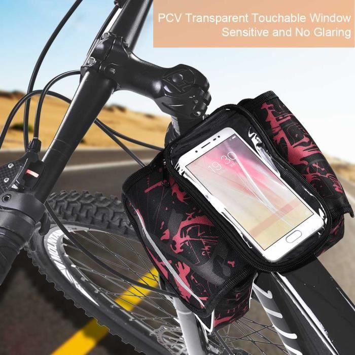 ebtools sac de vélo sac de tube avant de vélo pochette tactile étanche pour téléphone portable accessoire de vélo (rouge)