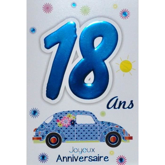 Age Mv 69 18 Carte Joyeux Anniversaire 18 Ans Garcon Jeune Homme Adulte Motif Majorite Majeur Permis B Conduire Voiture Cdiscount Bagagerie Maroquinerie