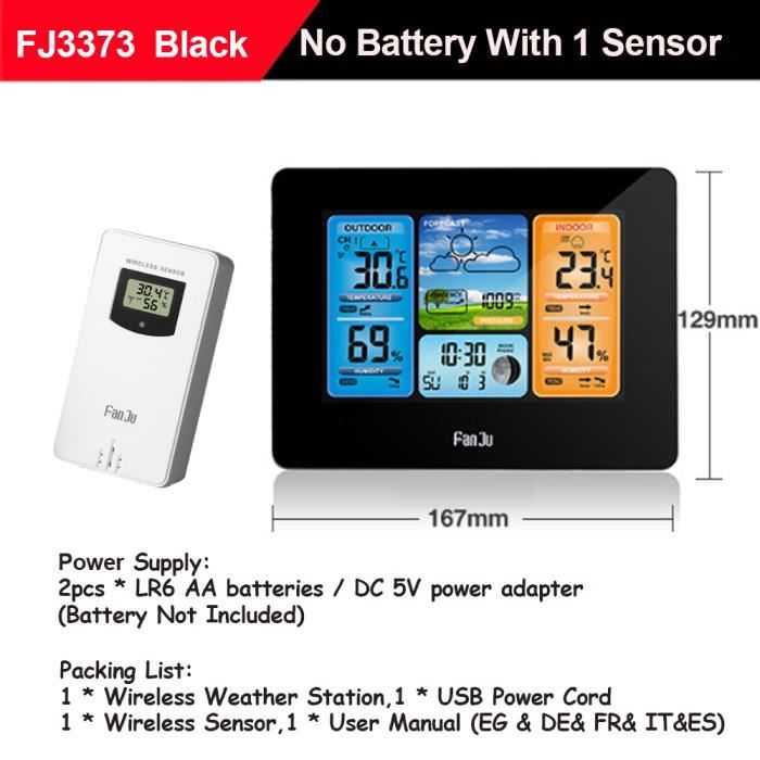 Capteur Extérieur Sans Fil VORRINC Pour Station Météo - Thermomètre/Hygromètre, Portée 60m, Alimentation Piles