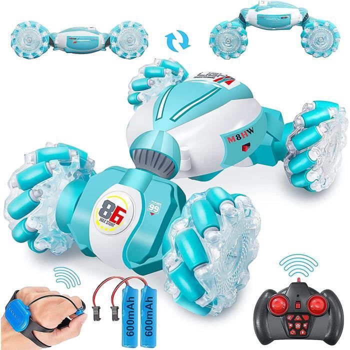 Voiture Télécommandée Fusée - Jets D'Eau & LED - Drift & Cascades 360° - Avec Montre Connectée Geste - Cadeau Enfant 6-10 Ans