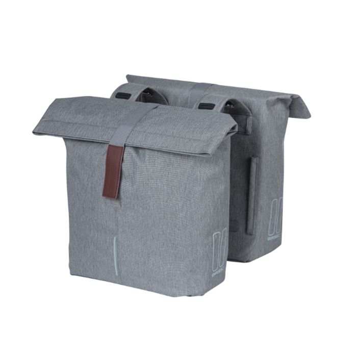 Sacoche arriere velo double basil city 28-32l fixation velcros sur porte bagage Gris clair