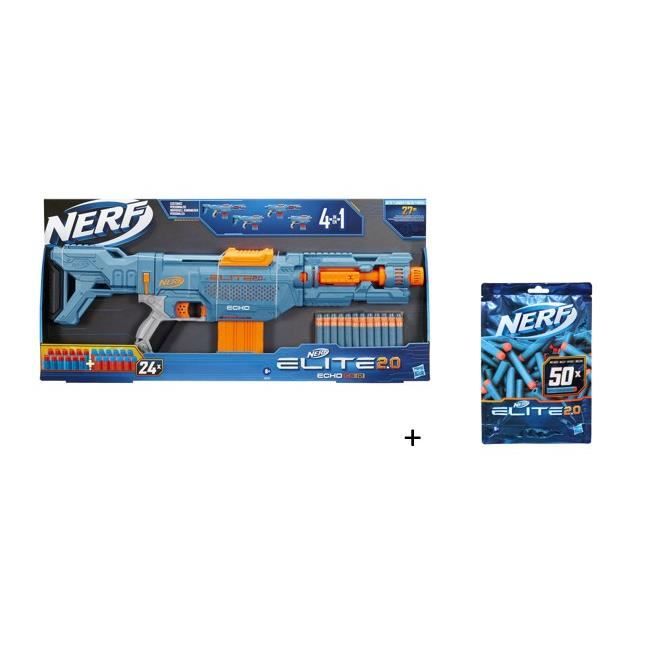 Nerf Elite 2.0, blaster Echo CS-10, 24 fléchettes Nerf Elite, chargeur 10  fléchettes, crosse et canon amovibles À partir de 8 ans 