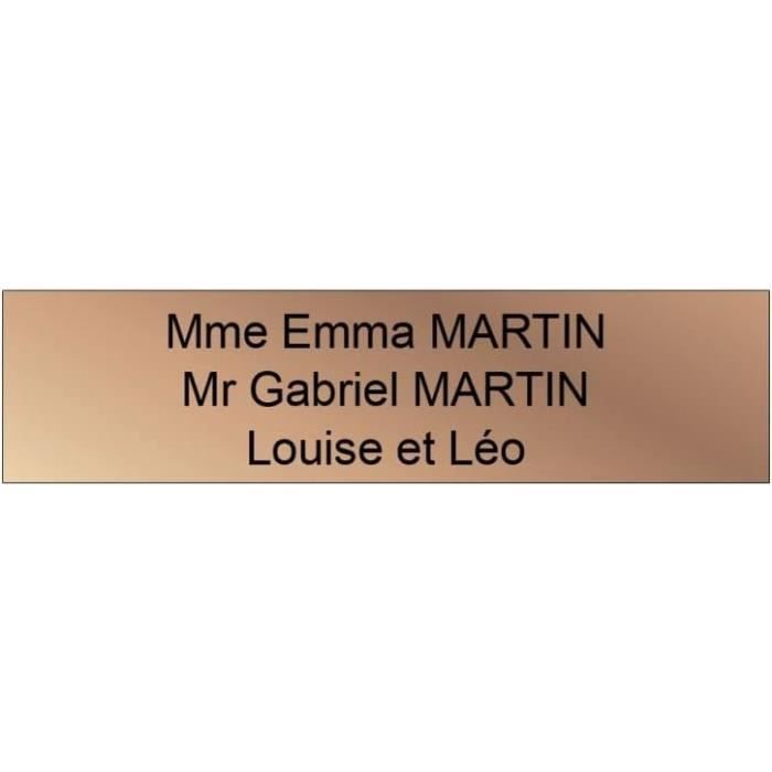 DECOHO - Étiquette Nom Numéro Personnalisable Boîte Aux Lettres Plastique Bi-Couche Argent Lettres Noires 100x25x0,8 Mm 1 Ligne Gravure Laser Durable - Argent
