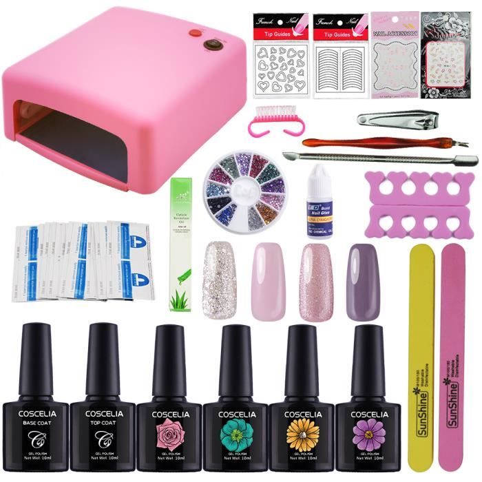 36 W Lampe Uv Pour Ongle Kit Vernis Semi Permanent Gel Nail