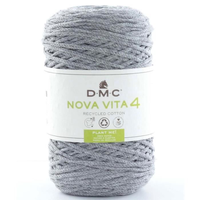 Fil DMC coton recyclé Nova Vita 4 - Macramé, Crochet, Tricot - 250 g 122 - Gris Clair