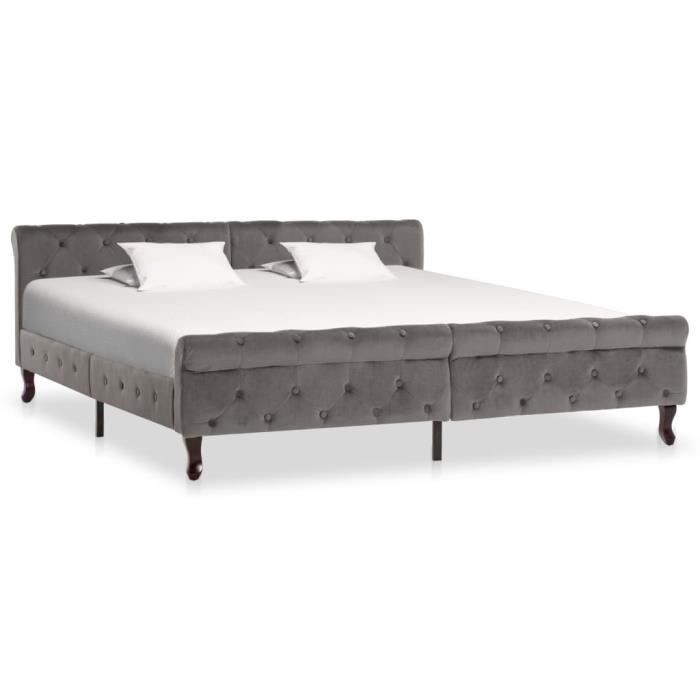 Cadre de lit - EBTOOLS - Gris - 180 x 200 cm - A lattes - Vintage