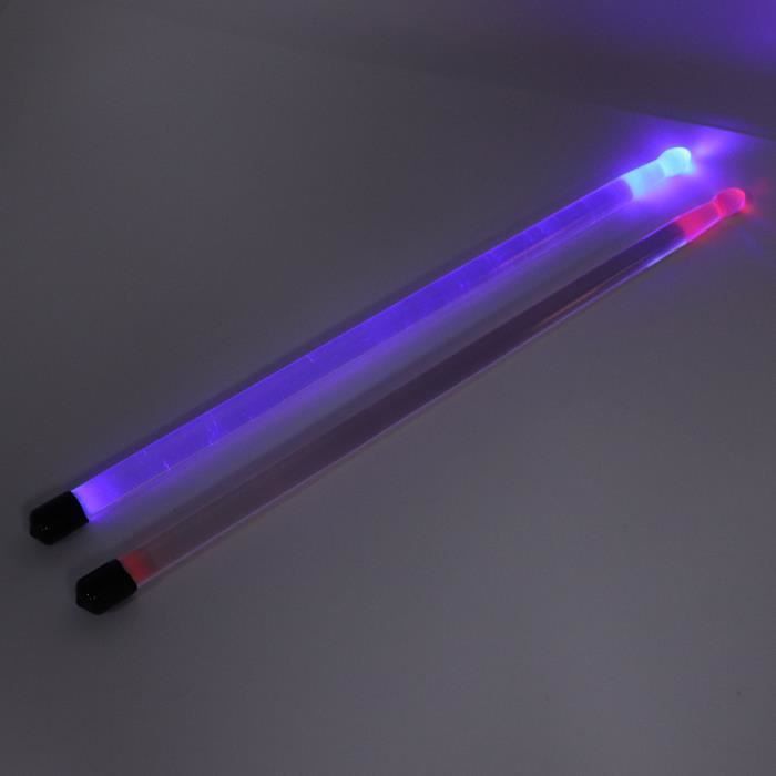2 pièces baguettes lumineuses baguettes de batterie transparentes en acrylique pour la Performance de scène de batterie de Jazz TIP