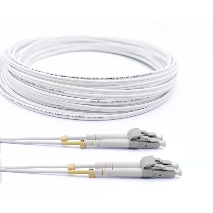 Câble Fibre Optique Duplex ST/UPC Vers LC/UPC OM3 Multimode 50/125µm - Longueur 5m, Gaine LSZH, Pour Réseau 10 Gb/s