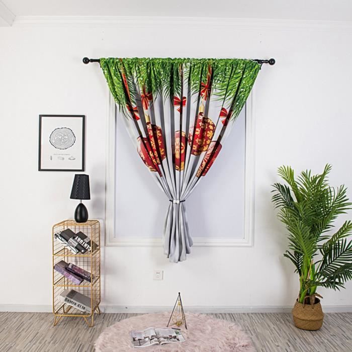 Fdit rideau de Noël Décoration de Noël Rideau de Fenêtre Polyester