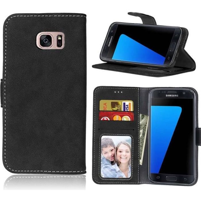 Nadoli Portefeuille Cas pour Samsung Galaxy S7 Edge,Unique Luxe 9 Fentes pour Cartes Désign Fermeture éclair Pu Cuir Magnétique Dragonne Flip Housse Coque à Rabat avec Supporter 