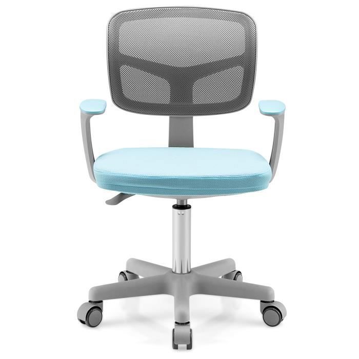 Chaise De Bureau Enfant Giratoire Avec Coussin Velours - Siège Pivotant 360° Et Réglable En Hauteur | Pour Chambre Et Bureau (Bleu)