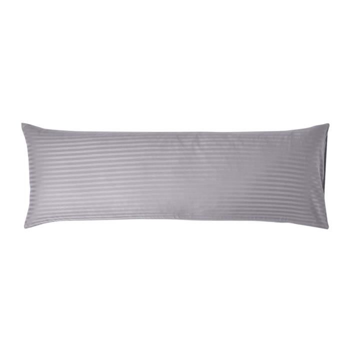 Taie de Traversin - Coton Égyptien - Gris - 50 x 140 cm - 330 Fils - Hypoallergénique