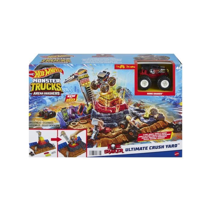 Coffret arène de démolition pour voitures - HOT WHEELS - Bone Kootorway - Monster Trucks - 5 points décrasement
