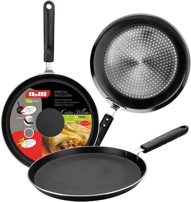 Poêle à Crêpes IBILI Titan 22 Cm - Fonte D'aluminium Antiadhésive, Compatible Induction Et Four (230°C) - Manche Inox