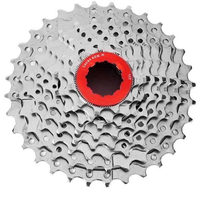 Cassette 9 Vitesses Filetée Pour VTT - Compatible SRAM Et Sunrace, 13-32 Dents, En Acier Galvanisé Argenté