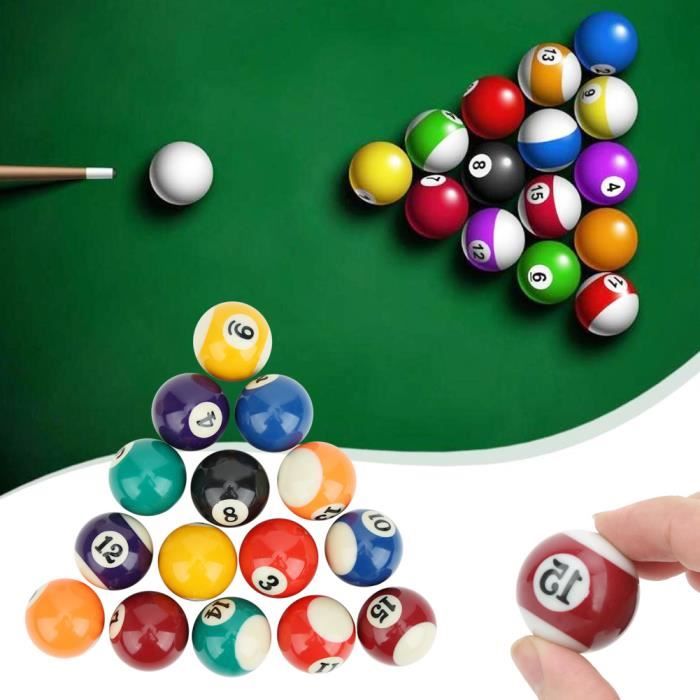 16 Billes De Billard Miniatures 32 Mm En Résine - Pour Enfants, Jeux, Décoration, Accessoire Table De Billard Jouet - 3
