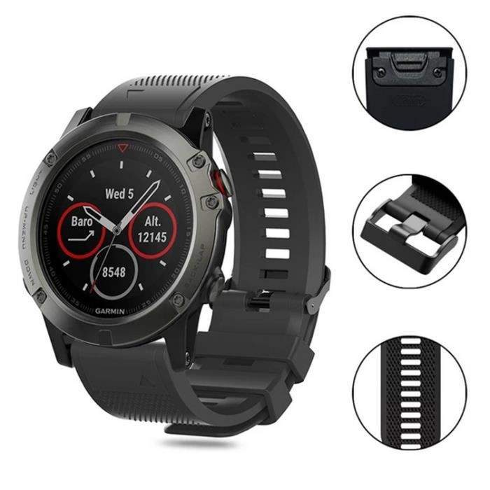 Bracelet silicone Garmin Fenix ​​​​5x / 6x (noir) 