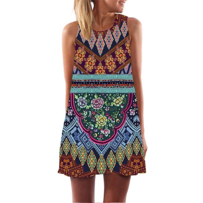 Femme Fille Eté Mini Robe De Plage Courte Robe De Soirée Sans Manche Jupe Robe De Crayon Tunique Jupon Top T Shirt Débardeur