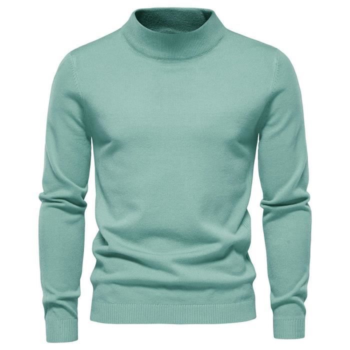 Pull Homme En Tricot Col Montant Manches Longues Pullover