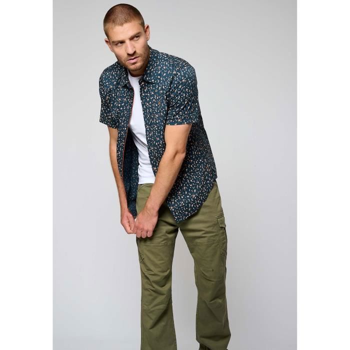 Chemise à manches courtes Julius à imprimé floral - Col Boutonné | Café