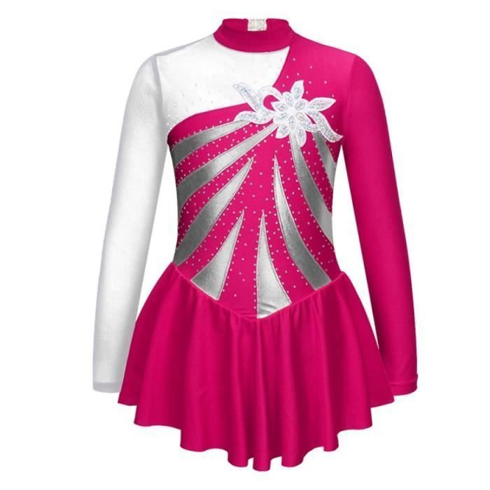 Freebily Kinder Eiskunstlauf Anzug 3-teilig - Glänzend Mit Strass