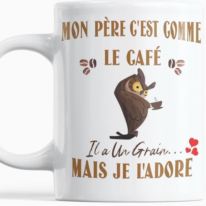 Tote Bag Maman Humour - 'Ma Mère C'est Comme Le Café, Elle A Un Grain Mais Je L'adore' - 100% Coton, 35x39.5 Cm