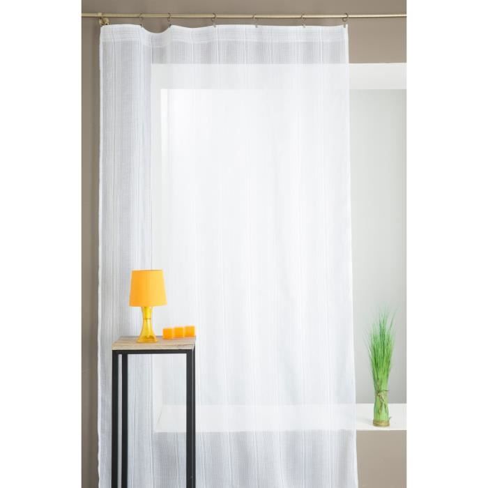 RideauDiscount Voilage Grande Largeur et Hauteur /à Galons Fronceurs 300 x 270 cm Rayures Fines Ecru Ecru