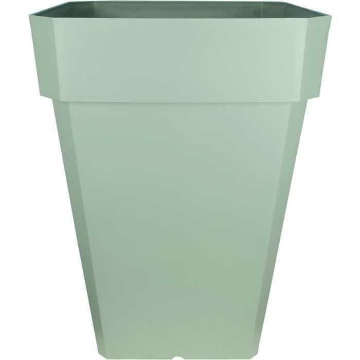 Bac à fleurs carré RIVIERA SOLEILLA - Plastique - Hauteur 53 cm - Vert argile