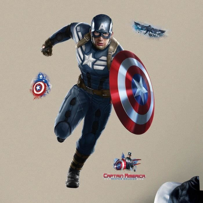 Stickers Géant Captain America Marvel - Cdiscount Maison